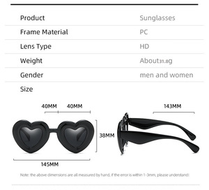 Lunettes de soleil en forme de cœur, mode fantaisie unisexe, pour fêtes, vente en gros, pour hommes ou femmes - Product Image 4