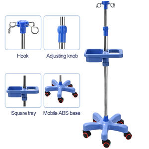 Penjualan laris baru baja tahan karat, tiang <span class=keywords><strong>IV</strong></span> berdiri infusi Rumah Sakit tinggi dapat diatur mudah untuk bergerak - Product Image 3