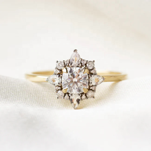 Custom Jewelry Luxury 925 Sterling Sliver VVS Moissanite <b>Ring</b> Flower Shaped <b>Gold</b> Plated Engagement Fine <b>Ring</b> for Women <b>Men</b> - Product Image 1