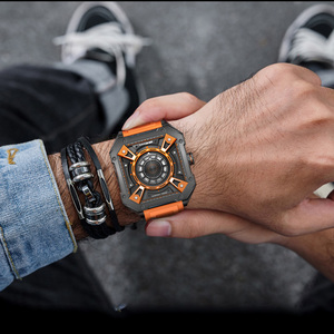 Reloj de Cuarzo Octogonal de Acero Inoxidable con Esqueleto de 42 mm, Logotipo Personalizado OEM, Reloj Analógico para Hombre, Correa de Silicona, 3 BAR - Product Image 4