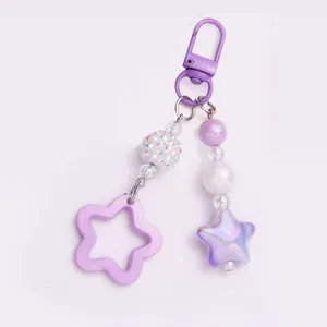 Plastic Key Chain Custom Cartoon Acrylic Keychains Promotional Gifts Keyring Purple Star Charm Keychain