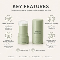 Contenant de baume en stick torsadé en PP mono de 6,8 g et 7,2 g, remplissage par le haut ou par le bas, emballage cosmétique personnalisé pour déodorant et crème solaire