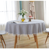 Nappe ronde minimaliste nordique à pompons, vente en gros, nappe en coton et lin style Instagram