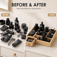 Organisateur de Cologne en Bois Noir pour Hommes, Grande Capacité, avec Tiroir, Décoration de Chambre Masculine, Support de Rangement pour Salle de Bain