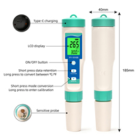 YAGO Moniteur numérique de qualité de l'eau 10-en-1 PH/TDS/EC/ORP/H2/Salinité/Chlore/S.G/Ω-m/Température, Testeur d'eau rechargeable Type-C