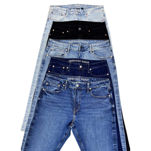 Jeans droits en coton/élasthanne de qualité supérieure pour hommes, vente en gros, conception personnalisée ODM, denim délavé foncé/clair, décontracté, pour soirée ou moto - Product Image 4