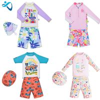Enfants bébé maillot de bain Bikini ensemble mode été requin imprimé fermeture éclair manches courtes éruption garde maillot de bain chapeau maillots de bain vêtements de plage