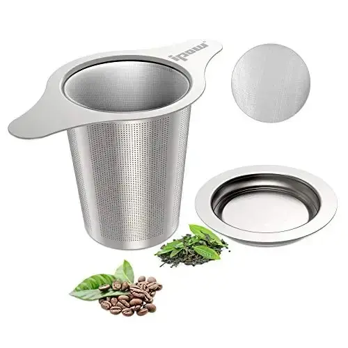 Estick Tasse ronde traditionnelle en aluminium bambou filtre à thé pêche bambou gobelet avec filtre passoire pour accessoires de thé