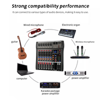 Mixer Suara 6 Saluran untuk Perekaman USB, Daya Phantom 48V, Efek Terintegrasi, Streaming Dua Orang, Karaoke Rumah