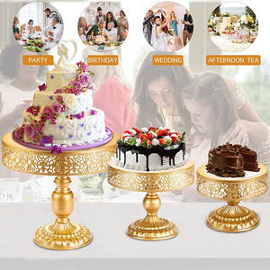 Set di 3 Alzatine per Torte in Metallo Dorato, Supporto Rotondo per Dessert, Cupcake, Pasticcini e <span class=keywords><strong>Caramelle</strong></span>, per Decorazioni da Tavola per Matrimoni e Feste di Compleanno - Product Image 5