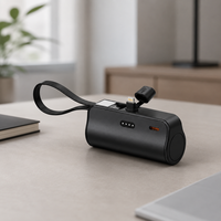 Batterie externe compacte portable blanche 5000 mAh avec câble intégré et indicateur LED, prise directe, entrepôt Allemagne