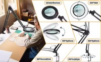 Light Color Modes 1200 Lumen Real Glass LED Lighted 10X 15X Desk Magnifier Lamp with Iron Base