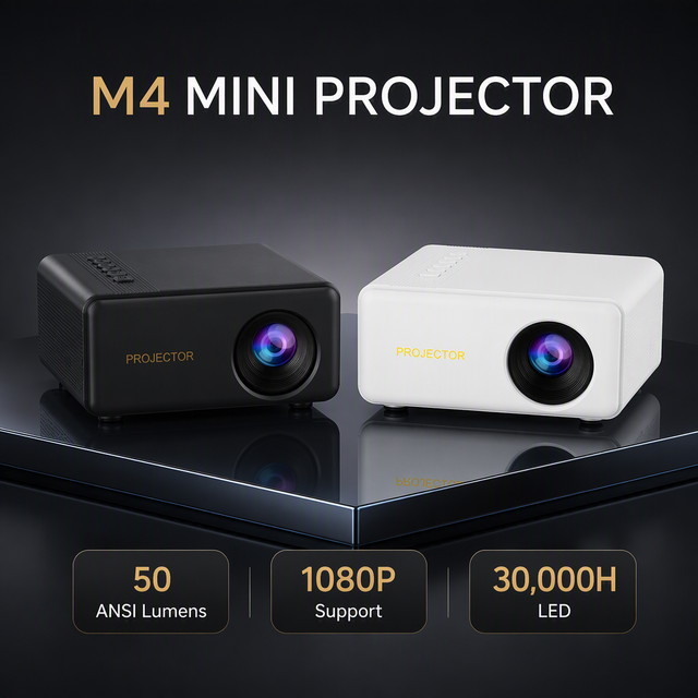 30000 Hours LED Projector Mini Portable Pocket Projector  USB Audio Out 3W Speaker 24 to 100 Inch for Home Movie Watching