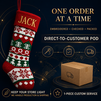 Chaussette de Noël pour bébé personnalisée avec nom et année brodés, cadeau souvenir, livraison par POD