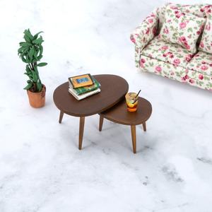 1:12 Mini Furniture Model Ob11 <b>Triangle</b> Coffee Computer Tea Table for Dollhouse Food Play <b>Wood</b> Miniature Scene Style Mini Toy - Product Image 2