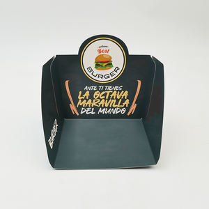 Bandejas personalizadas Eco-Friendly <span class=keywords><strong>Flat</strong></span> Kraft Papelão Papel Comida Para Snacking E Takeaway Hamburger Food Boat Forma Bandeja Com Logotipo - Product Image 2