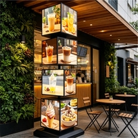 Panneau publicitaire LED sur pied, rectangulaire, à quatre faces, vertical, rotatif, boîte lumineuse à 4 couches, éclairage décoratif d'intérieur
