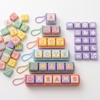 Custom 3D Printed Keycap Fidget Click Keychain, DIY Letter Name Icon Clicker Stress Relief Toy, Cute Pastel Desk Gift