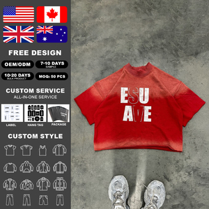 เสื้อยืดคอตตอนถักพิมพ์ลายแบบสั่งทำพิเศษ เนื้อผ้าหนา 100% สไตล์เรโทร ลุคทำสีซีดแบบย้อนยุค สตรีทแวร์ ทรงหลวม บ็อกซี่ แขนสั้น ระบายอากาศได้ดี - Product Image 2
