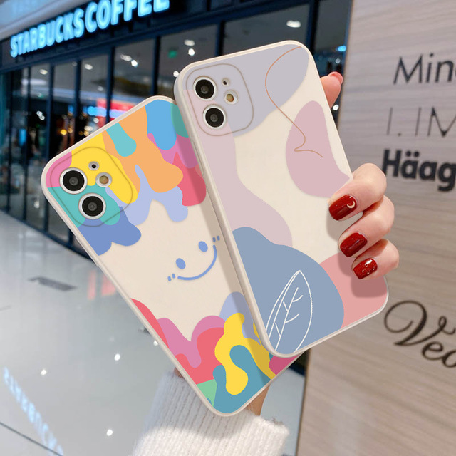 Summer Ice Cream Smile Face Phone Case for iPhone 12 Mini 13 11 Pro Max Cute Cartoon TPU Back Cover