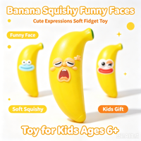 Jouet Squishy Banane avec Visage Amusant, Forme de Fruit, Jouet Anti-Stress et Anti-Anxiété à Presser, Vente en Gros, Boîte de Présentation