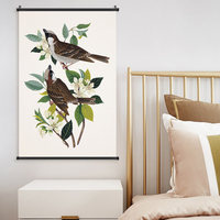 Décoration Murale Florale Oiseaux Chanteurs Récolte d'Automne, Style Cottagecore, Accent Décoratif pour la Maison, Cadeau de Thanksgiving, Tableau Mural en Toile