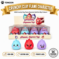 Nouvel ensemble de jouets anti-stress TONGXIN : Squishies en argile mignons à visage de flamme, 3 couleurs, vente en gros, logo personnalisé OEM