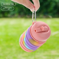 Bouteille de voyage pliable portable 500 ml, gobelet en silicone, bouteille d'eau peu encombrante pour le camping et la randonnée