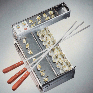 Brochette de barbecue en acier inoxydable avec manche en bois, fourchette à griller réutilisable pour barbecue au <span class=keywords><strong>charbon</strong></span> de bois de poulet facile à nettoyer - Product Image 3
