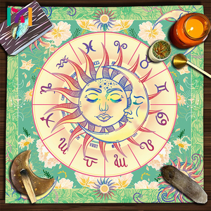 Tela de <span class=keywords><strong>Tarot</strong></span> <span class=keywords><strong>Sol</strong></span> y <span class=keywords><strong>Luna</strong></span> Meditación Tela de algodón Tela superior Cuadrado Negro Oro <span class=keywords><strong>Tarot</strong></span> Spread - Product Image 5