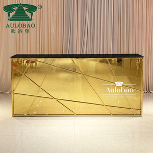Muebles de <span class=keywords><strong>Bar</strong></span> Modernos de Dubái, Barra de <span class=keywords><strong>Bar</strong></span> de Acero Inoxidable Dorado con Cubierta de Vidrio para Uso en Hoteles - Product Image 2