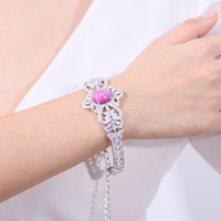 ZL0053-Bracelet de pierres précieuses modernes en argent Sterling 925, produit écologique, étoile de laboratoire, rubis, amitié, rose