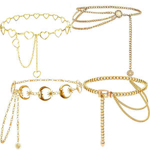 Chaîne de taille en alliage de zinc en forme de cœur pour femme, chaîne de corps tendance à porter au quotidien, simple tour, en stock - Product Image 2