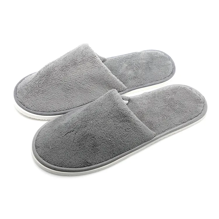 High quality grey terry towel slippers washable spa hotel slippers