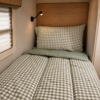 Parure de lit complète 100% coton stonewashed à carreaux gingham pour lit de camping-car, housse de couette et taie d'oreiller pour lit superposé, vente en gros