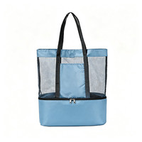 Sac isotherme de pique-nique, grand sac de plage en maille, sac de plage souple à double compartiment, sac isotherme pour la navigation de plaisance