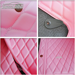<span class=keywords><strong>Tappetini</strong></span> per Auto in Pelle Rosa Impermeabili con Motivo a Diamante - Product Image 4