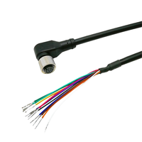 Connecteur circulaire étanche personnalisé IP67 2 3 4 5 8 12 17 broches femelle M12 à angle droit A codé pour ouvrir le câble