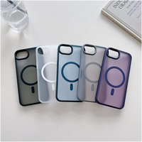 Coque de protection magnétique antichute en TPU translucide bicolore officielle pour 16promax avec support pour 17