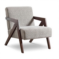 Fauteuil d'appoint moderne de style Mid-Century, structure en bois, fauteuil de lecture rembourré en tissu de lin doux, ergonomique, pour salon
