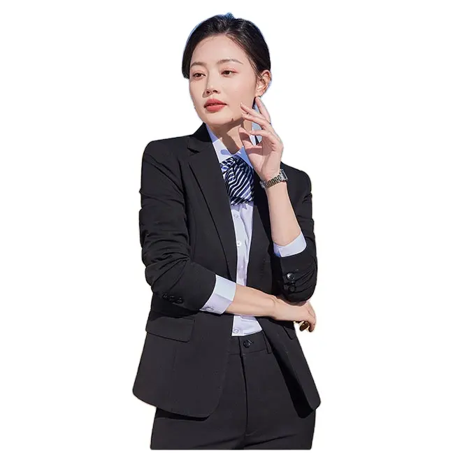 Hotel Receptie Uniform Dames Kleding Design Zwarte Pakken Voor Dames Wowork Blazer Jas Vrouwen