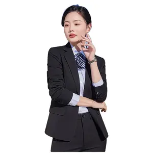 Hotel reception uniform womens clothing design black suits for ladies wowork blazer jacket women