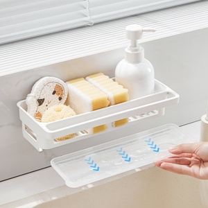 Wall Mounted <b>Kitchen</b> Storage Rack Wall <b>Shelf</b> No Drill <b>Small</b> Size Plastic Spice Condiments Organizer with Towel Rack - Product Image 1