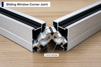 Conector de Esquina para Ventanas de Marco Europeo de Aleación de Aluminio, Expandible, Moderno, Duradero, Resistente al Agua, Personalizado