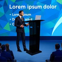 Podio de Acrílico con Estante de Almacenamiento, Atril de Plexiglás para Iglesias, Muebles Comerciales Modernos, Podio Transparente