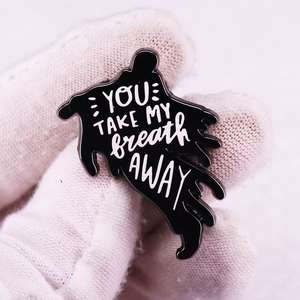 You Take My Breath Away Cute Pin Gothic Ghost Pin Dark Romantic Jewelry para Moody Souls Poets UV Black Nickel - Product Image 2