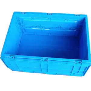 Cassa pieghevole del contenitore della scatola di immagazzinaggio di plastica della parete diritta di colore su misura di vendita calda 600x400x320mm con il coperchio attaccato