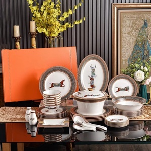 Wholesale Hot Selling European Style Luxury Bone China <b>Dinnerware</b> Sets for Home and Wedding Use Microwave & Dishwasher Safe - Product Image 6