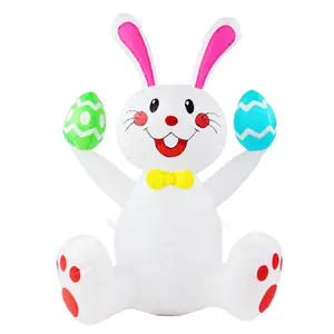 Colorful Easter Rabbit Inflatable Decoration Yard Party Hot Sale Easter Inflatable Bunny And Eggs With LED Lights