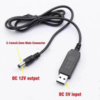 Cable USB de refuerzo 5.5 * 2.1mm DC a DC 5V/9V/12V para Power Bank y Router Inalámbrico, línea de conversión de voltaje 5V